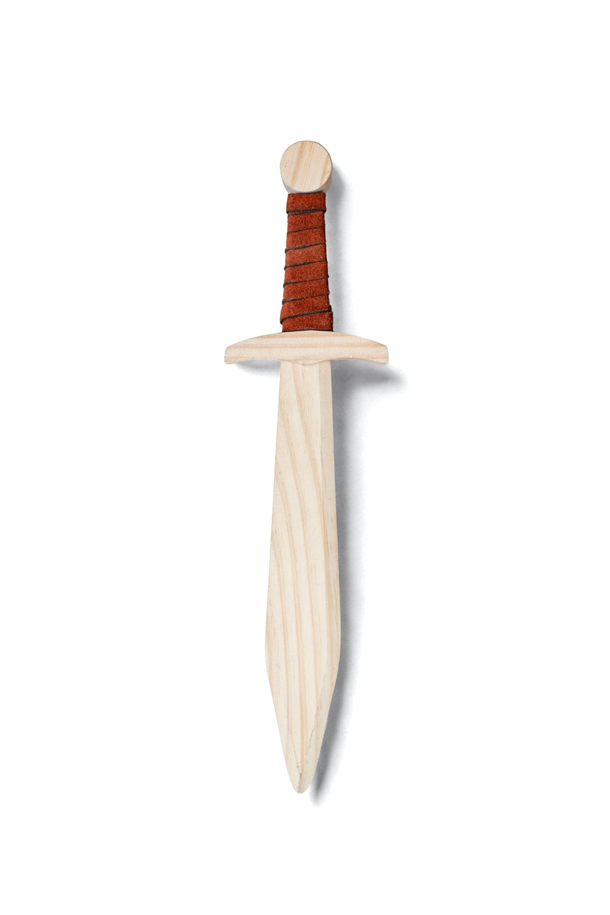 Small Kid's Handcrafted Wooden Toy 16" Short Sword with Leather-Wrapped Handle