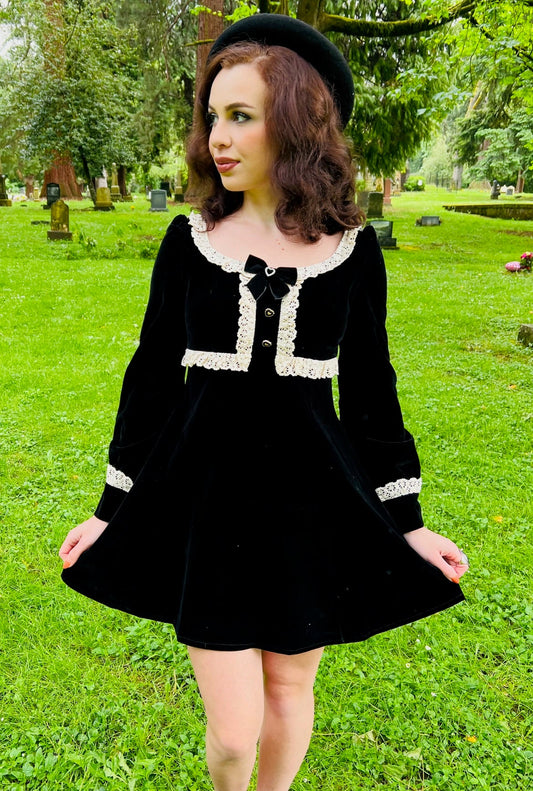 Sabrina - Luscious 60s style Velvet mini dress - READY TO SHIP