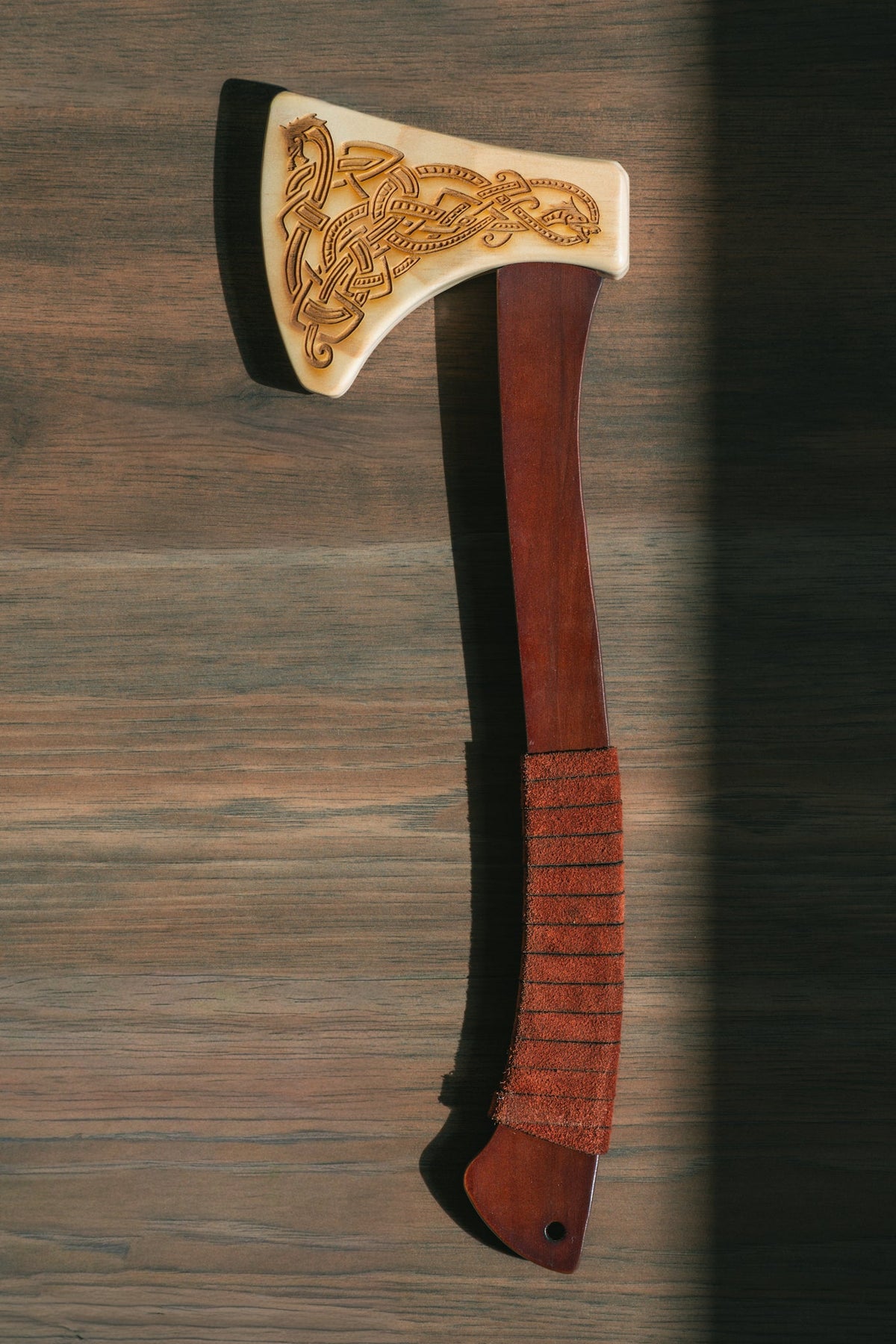 Wooden Play Axe with Norse Motif