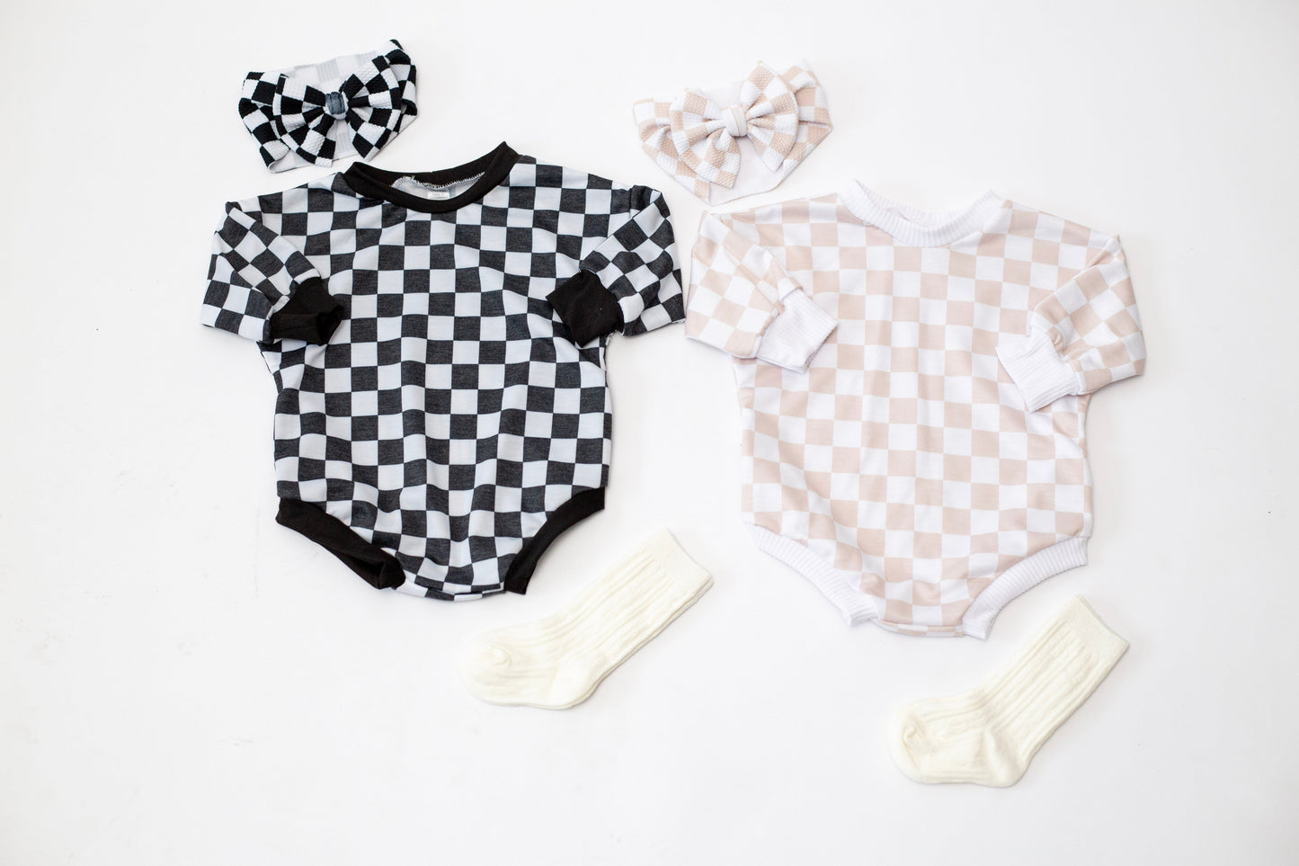 Black & White Checker Bubble Romper
