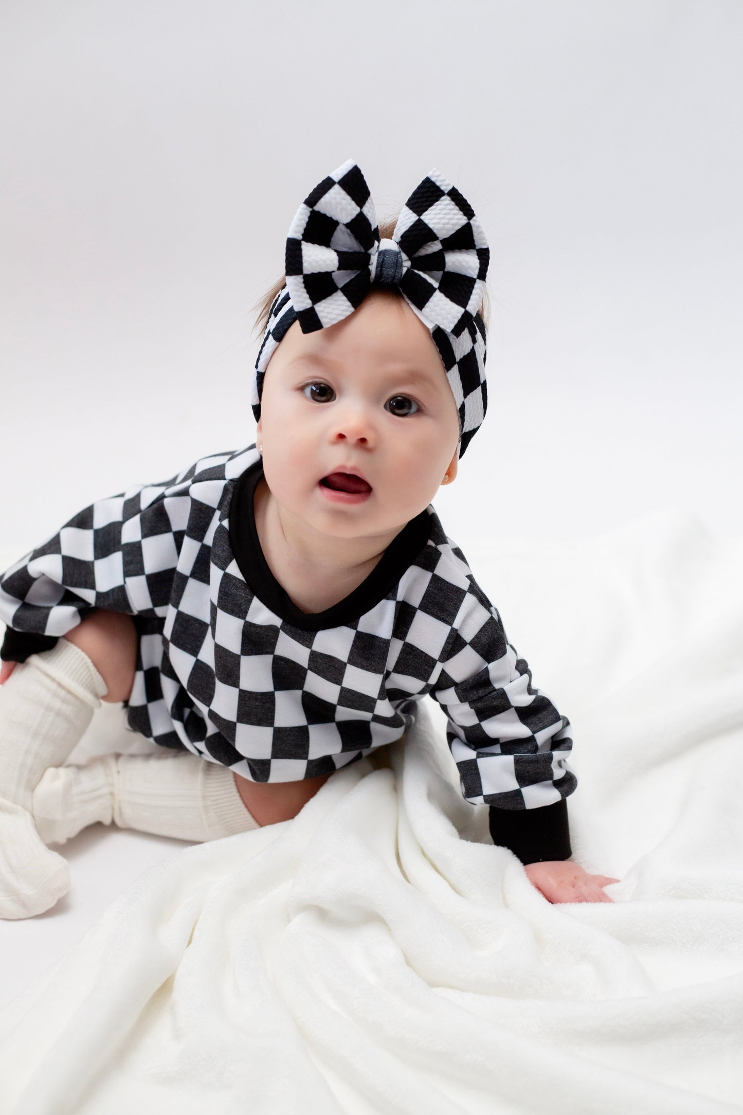 Black & White Checker Bubble Romper