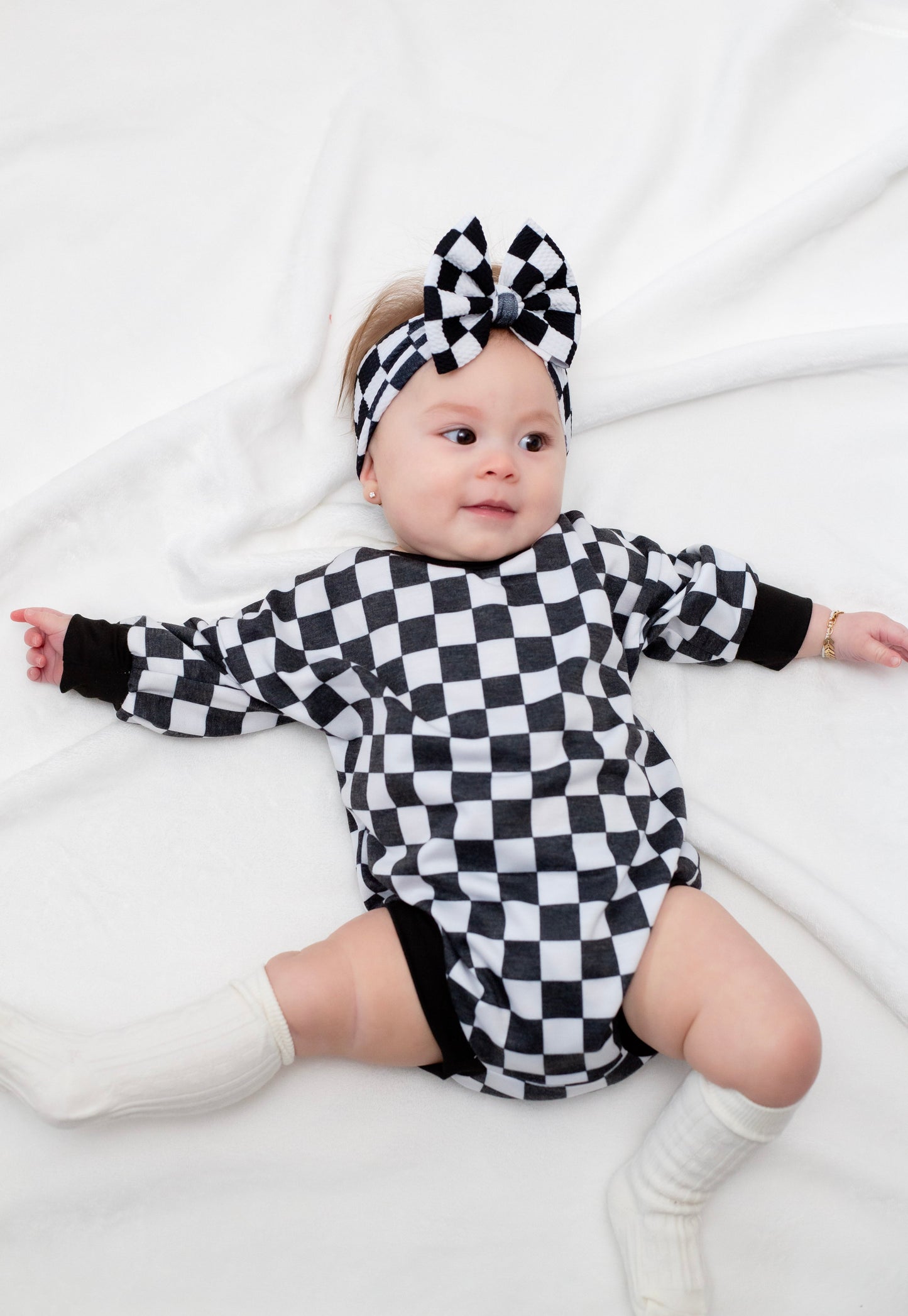 Black & White Checker Bubble Romper