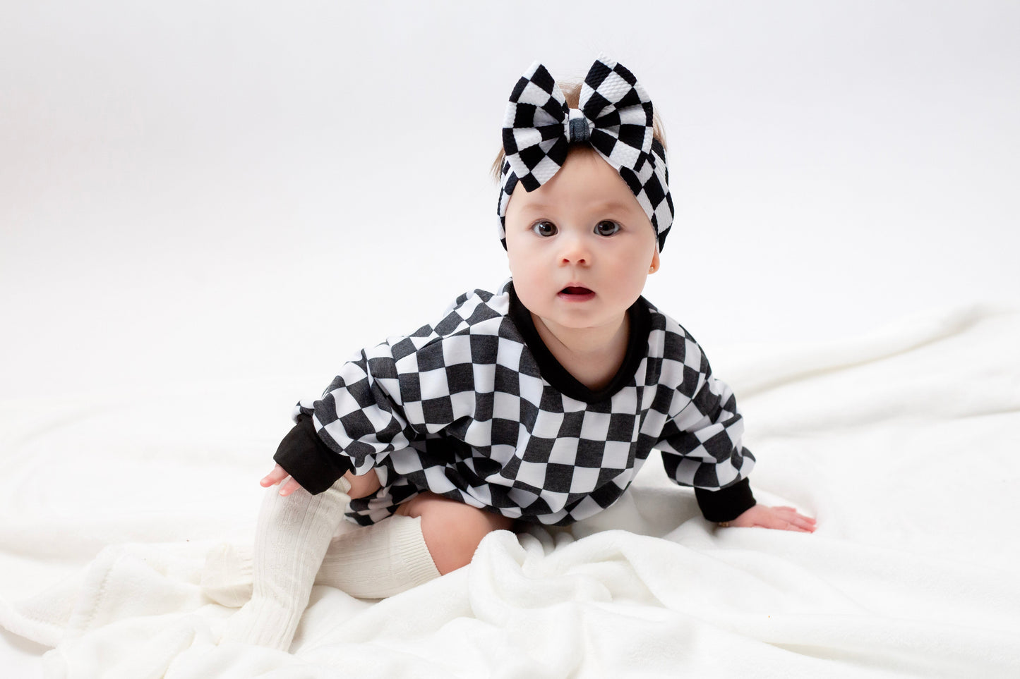 Black & White Checker Bubble Romper