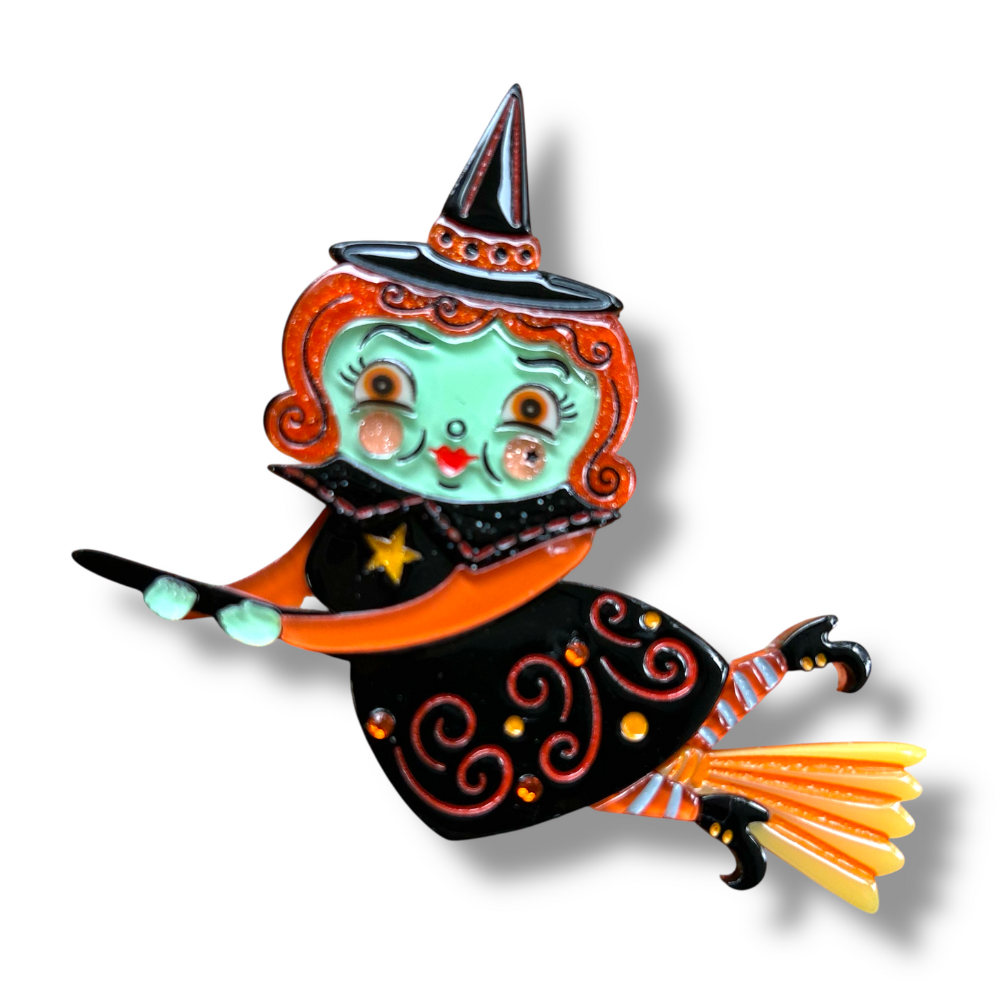 Broomhilda Brooch by Johanna Parker x Lipstick & Chrome — Vintage Halloween Witch Pin