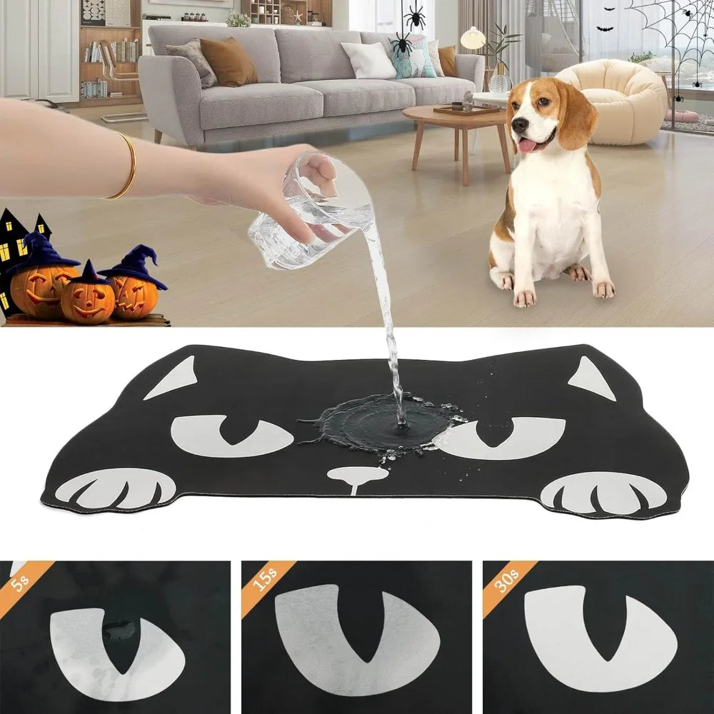 Halloween Pet Mat for Food Water Feeding Mat Spider Web for Dog Cat Bowl Anti-Stain Quick Dry Easy Clean Floor Place Mat Indoor