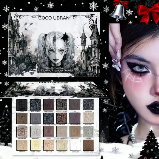 24-Color Dark Elf Eyeshadow Palette, Gothic Vampire Style Makeup Set, High-Pigment Shimmer/Glitter Eye Makeup, Christmas Gift