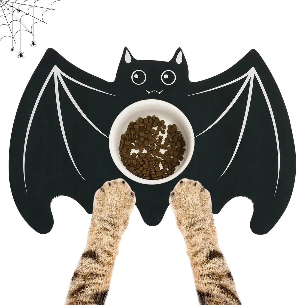 Halloween Pet Mat for Food Water Feeding Mat Spider Web for Dog Cat Bowl Anti-Stain Quick Dry Easy Clean Floor Place Mat Indoor