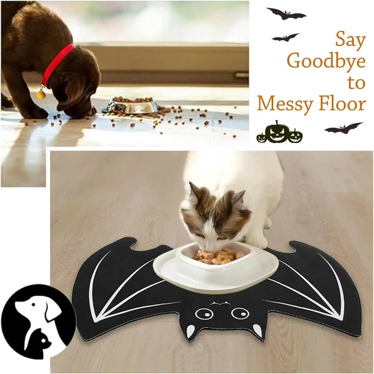 Halloween Pet Mat for Food Water Feeding Mat Spider Web for Dog Cat Bowl Anti-Stain Quick Dry Easy Clean Floor Place Mat Indoor