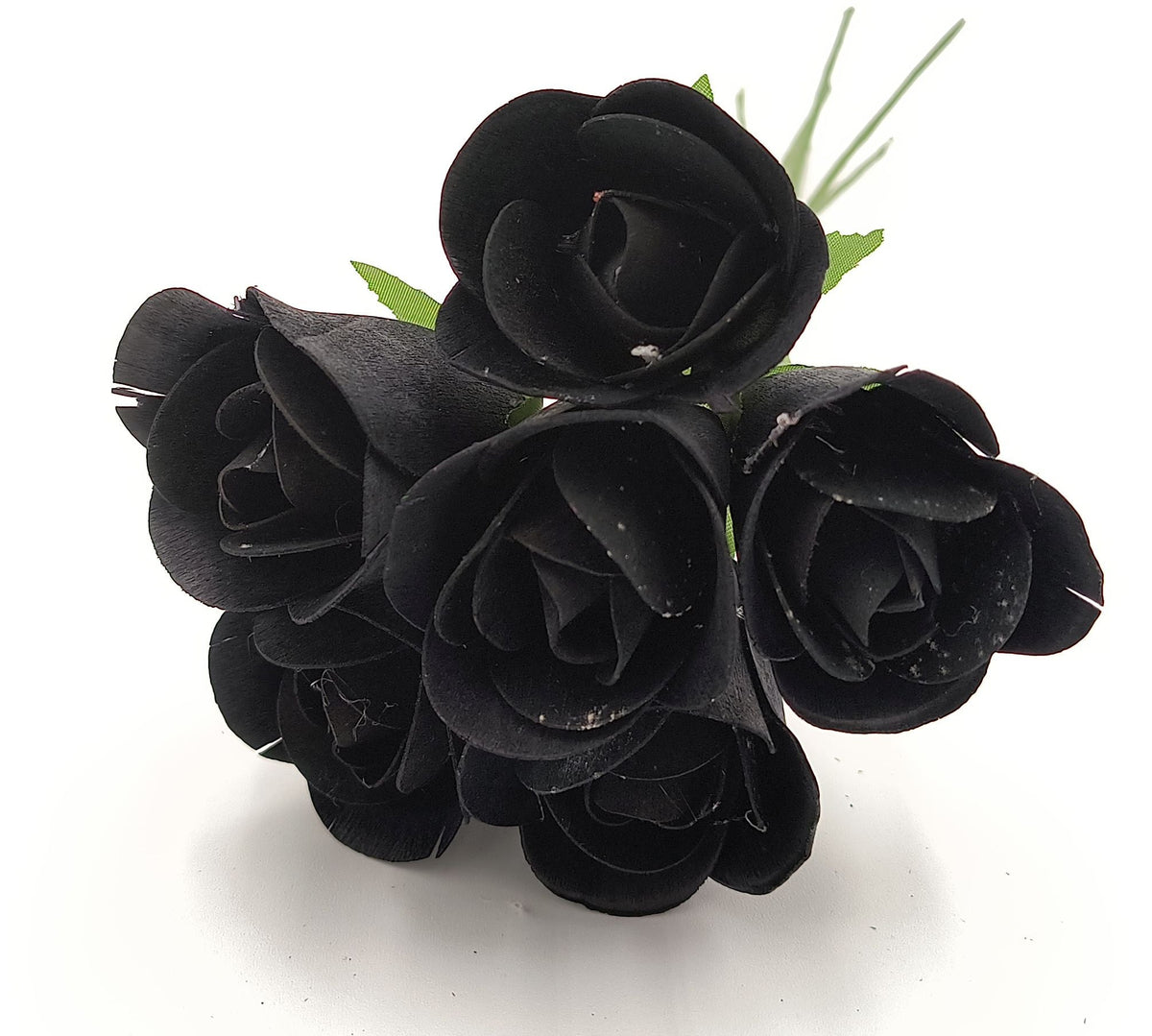 Black Half Open Roses 6-Pack