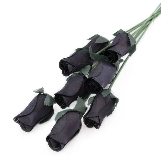 Black Closed Bud Roses 8-Pack
