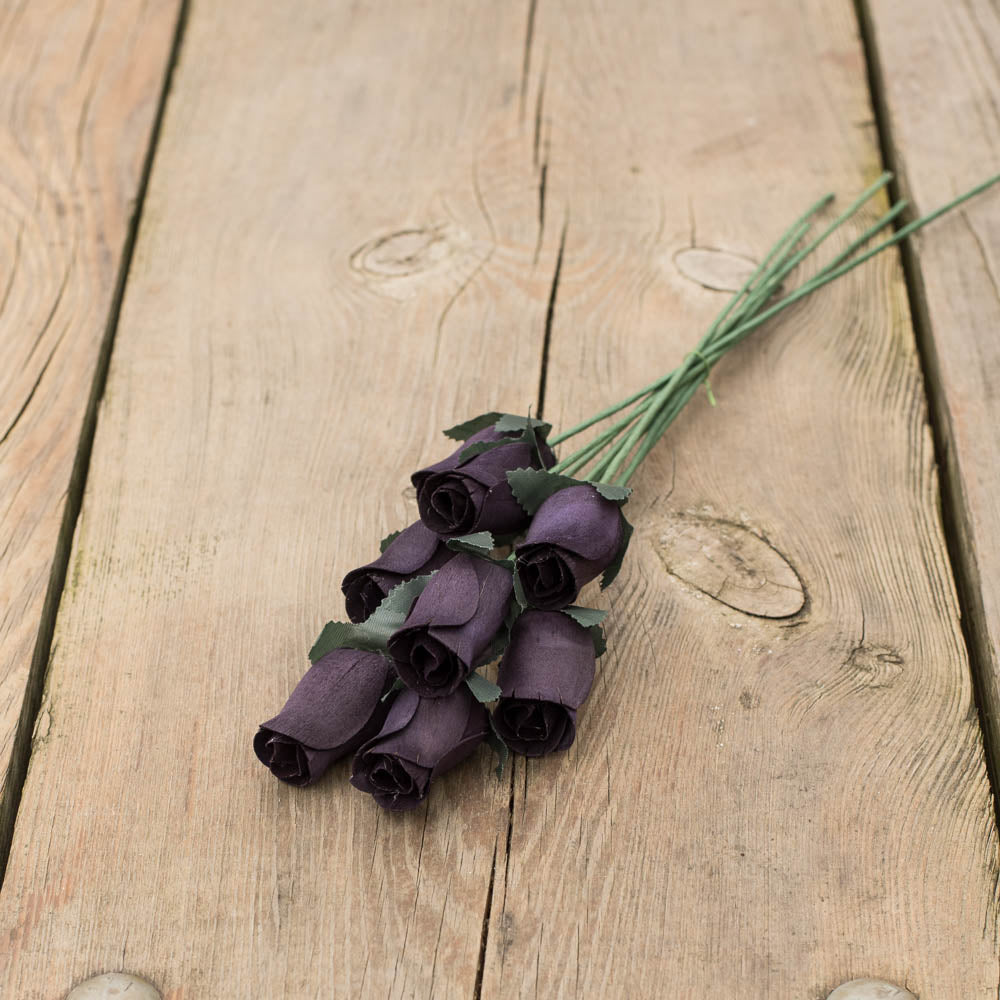 Black Closed Bud Roses 8-Pack