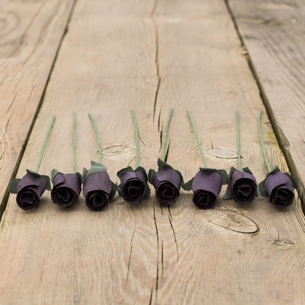 Black Closed Bud Roses 8-Pack