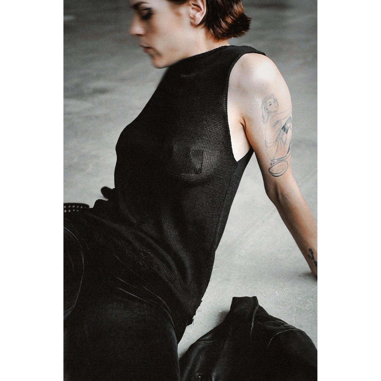 Distressed Open Weave Tank