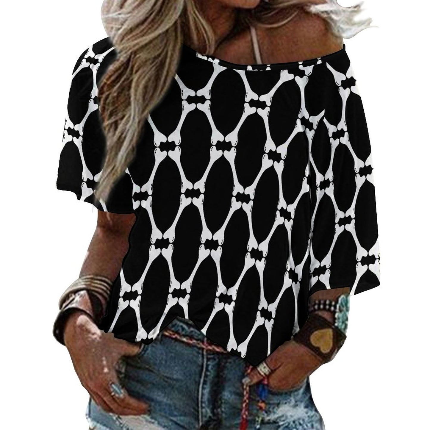 Bad to the Bone Off the Shoulder T-Shirt (Adults) - PRE ORDER