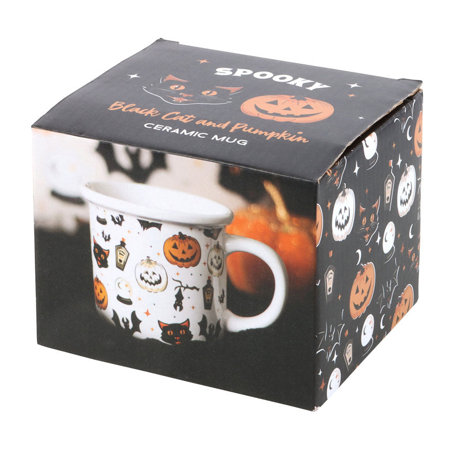 Black Cat and Pumpkin Mug