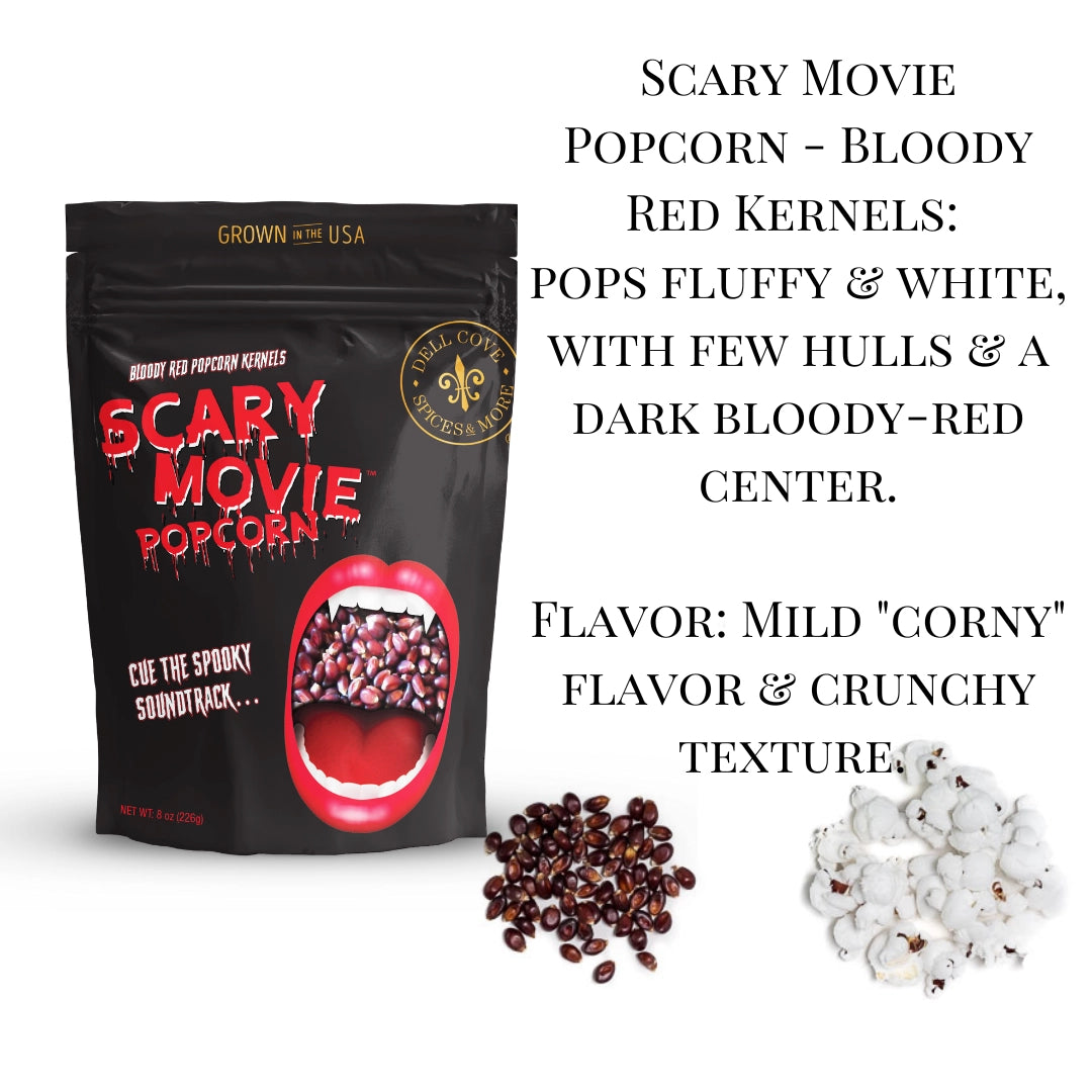 Scary Movie Popcorn Kernels in Bloody Red