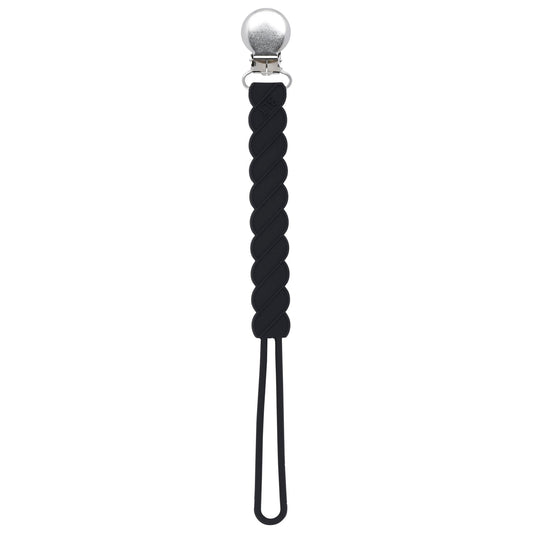 Twist Black All Silicone One Piece Pacifier Clip