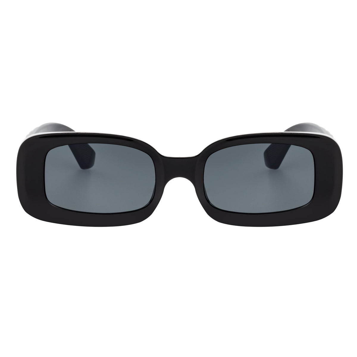 ASHER - Small Rectangle Sunglasses Black Smoke