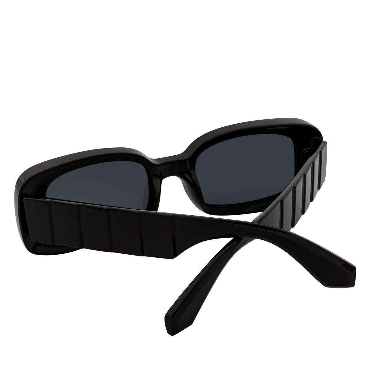 ASHER - Small Rectangle Sunglasses Black Smoke