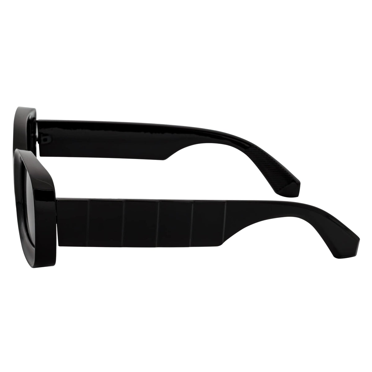 ASHER - Small Rectangle Sunglasses Black Smoke