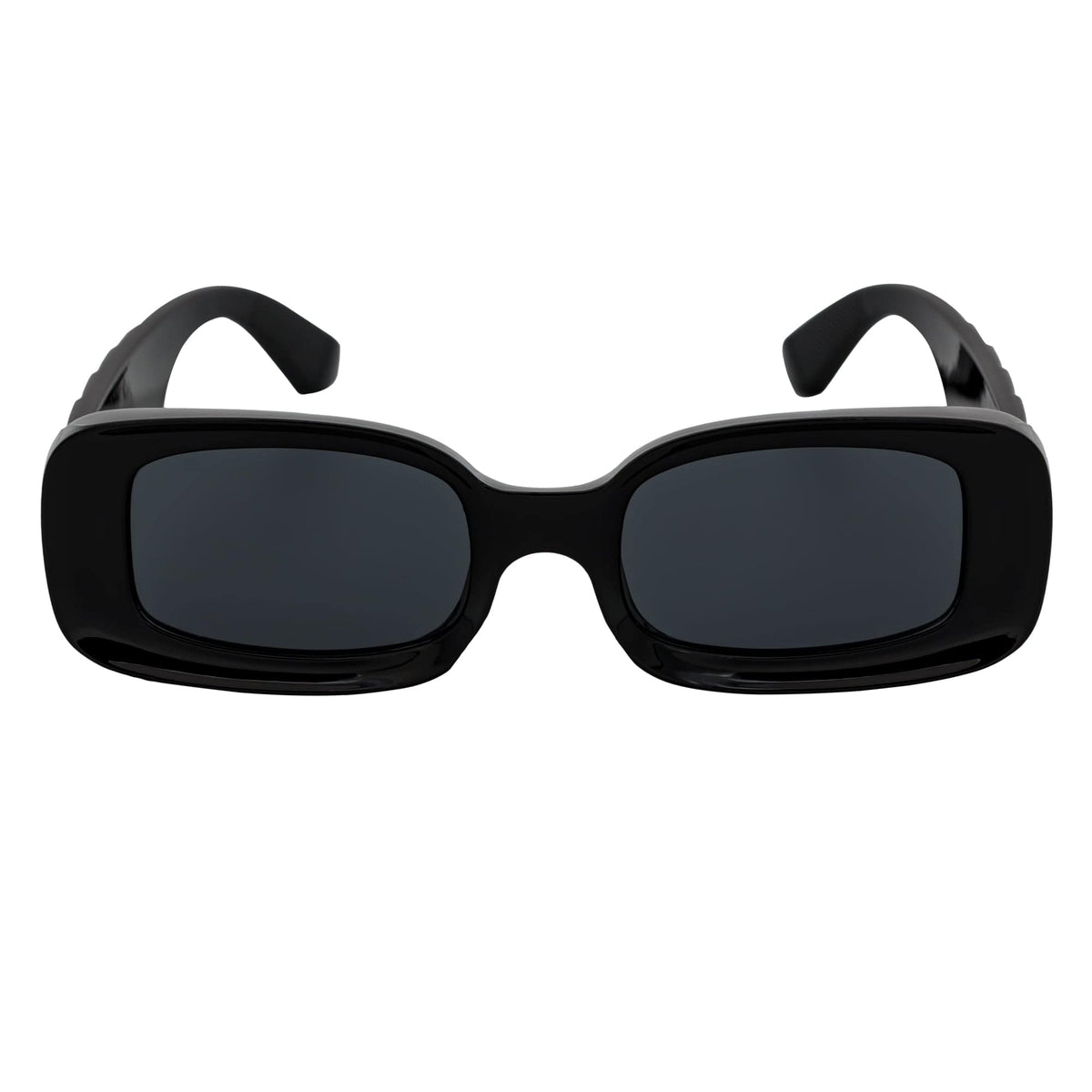 ASHER - Small Rectangle Sunglasses Black Smoke