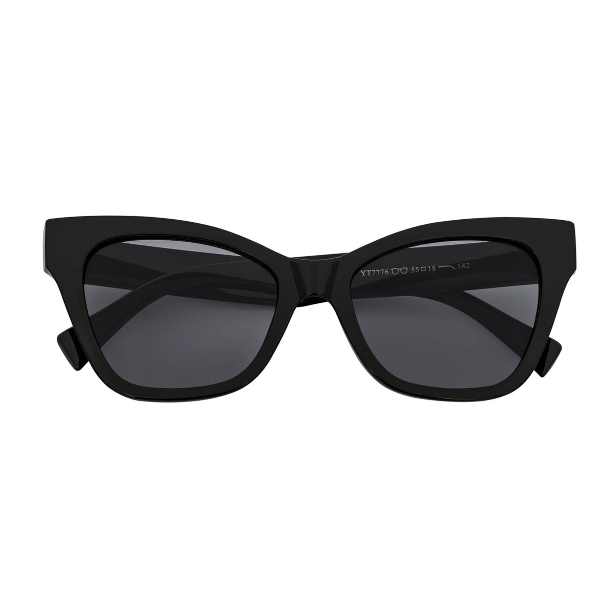 AUDREY - Womens Oversize Cat Eye Sunglasses Black Smoke