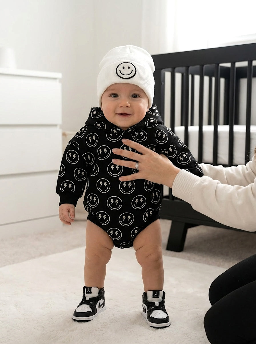 Hooded Bubble Romper  | Electric Smiley
