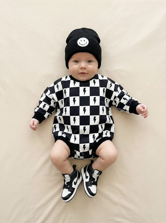 Bubble Romper | Charcoal Bolts