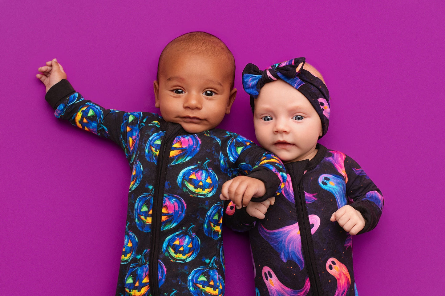 Halloween | Whirling Ghosts | Convertible Bamboo Zipper Baby Pajamas