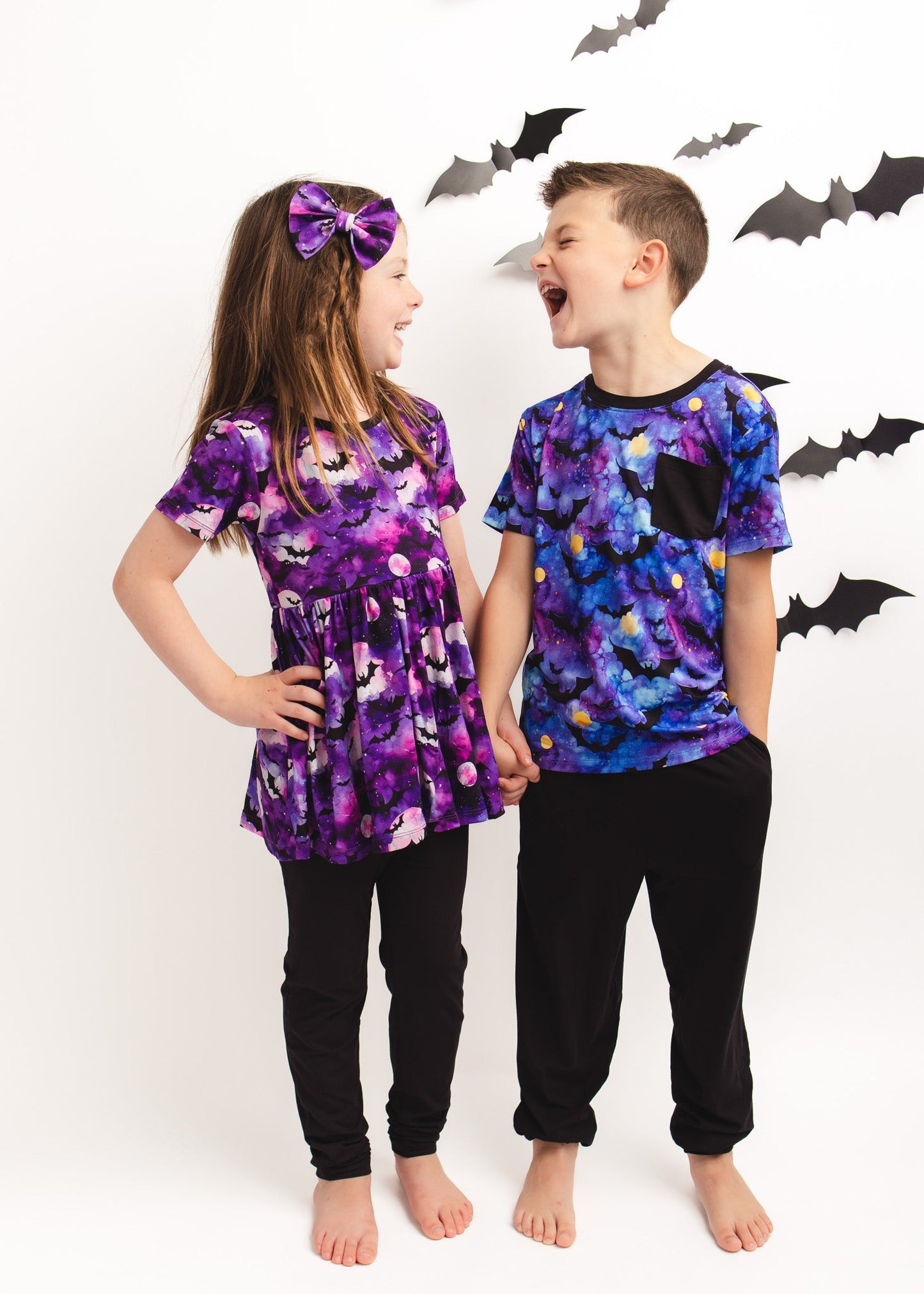 Halloween | Midnight Bats | Bamboo Toddler & Kids Pocket Tee & Jogger Pants Set