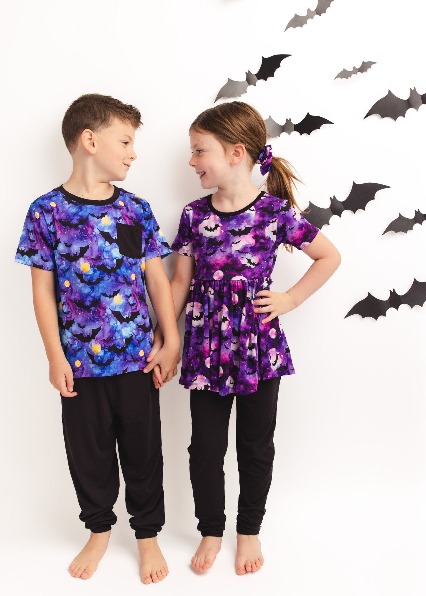 Halloween | Midnight Bats | Bamboo Toddler & Kids Pocket Tee & Jogger Pants Set
