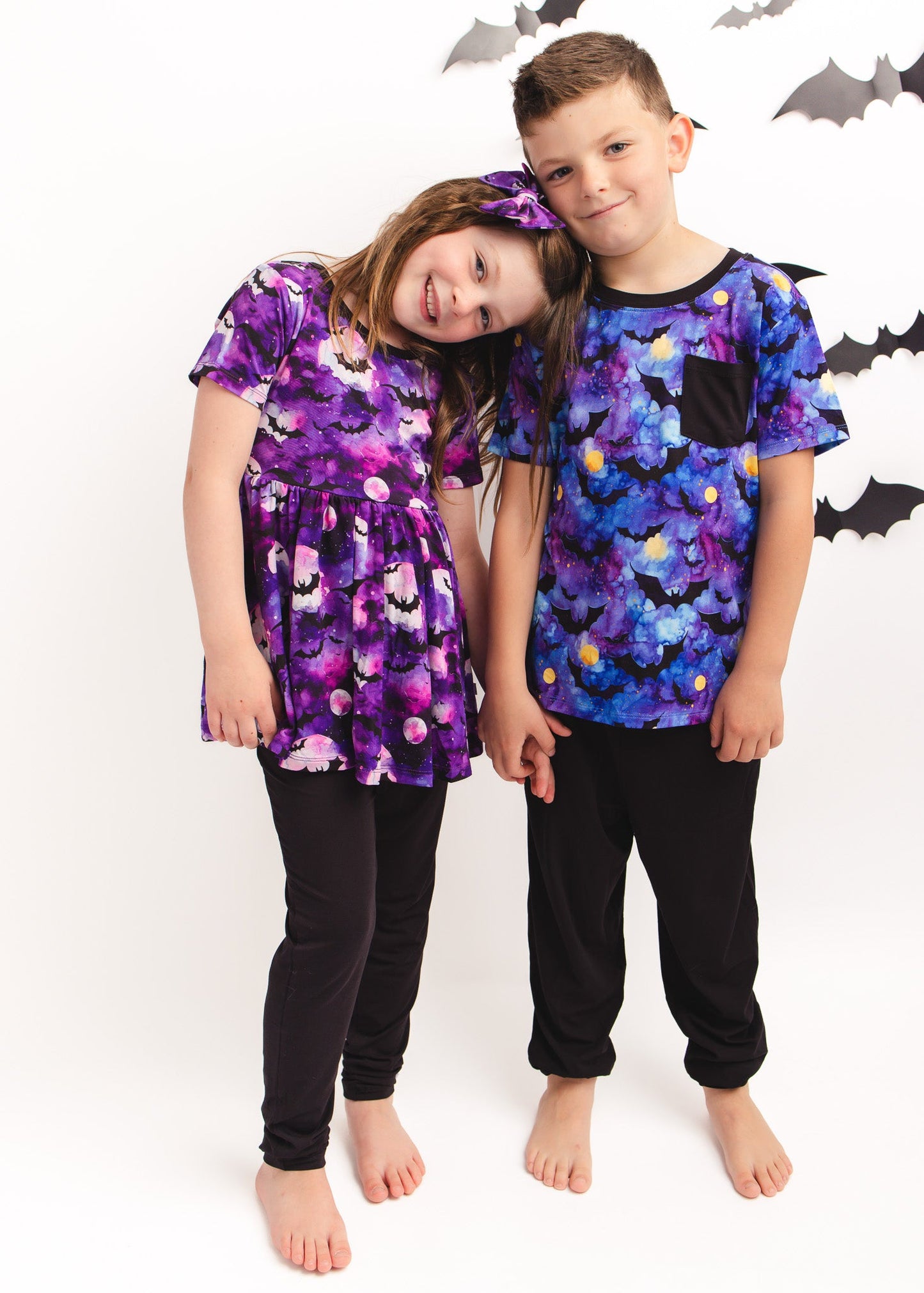 Halloween | Midnight Bats | Bamboo Toddler & Kids Pocket Tee & Jogger Pants Set