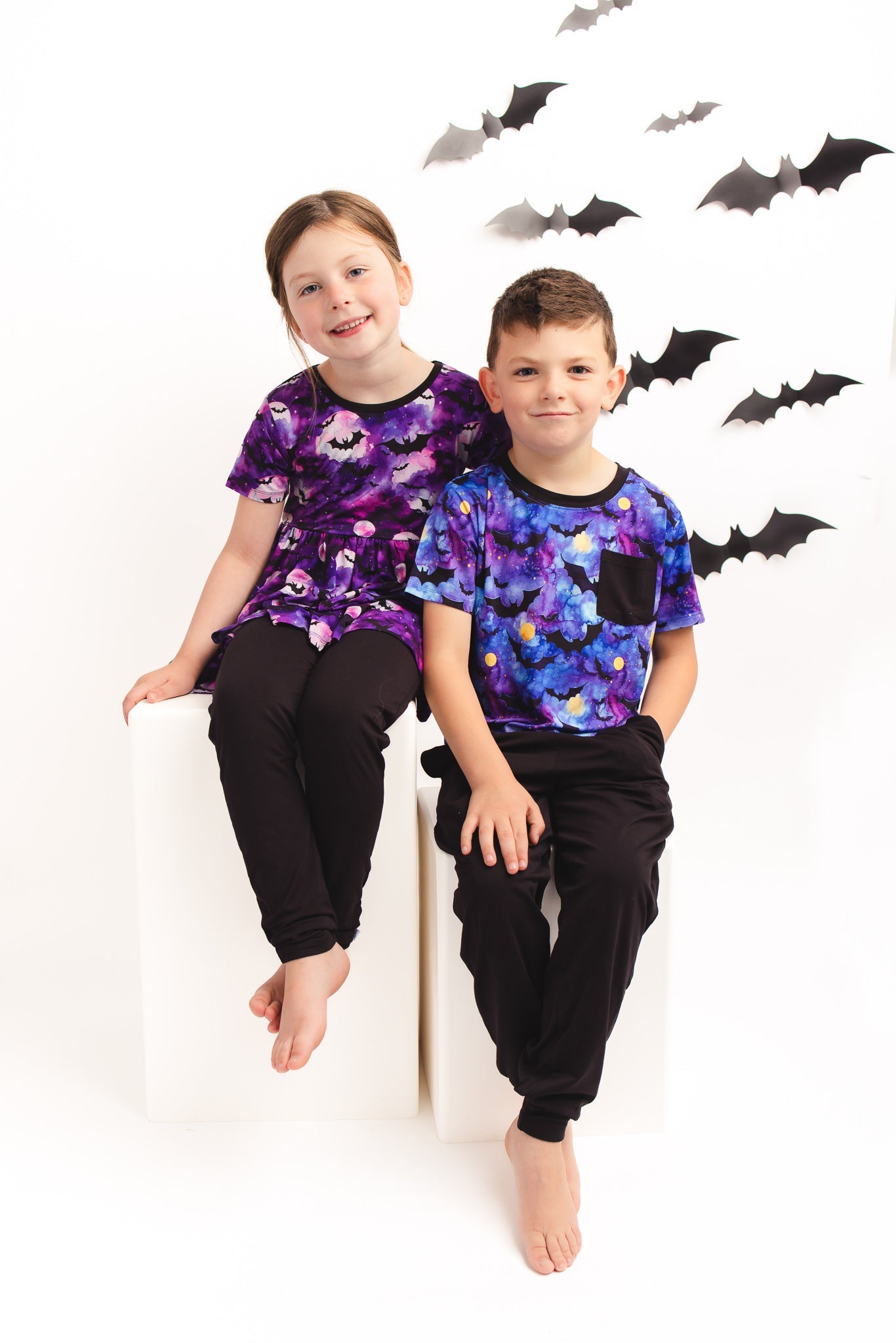 Halloween | Midnight Bats | Bamboo Toddler & Kids Pocket Tee & Jogger Pants Set
