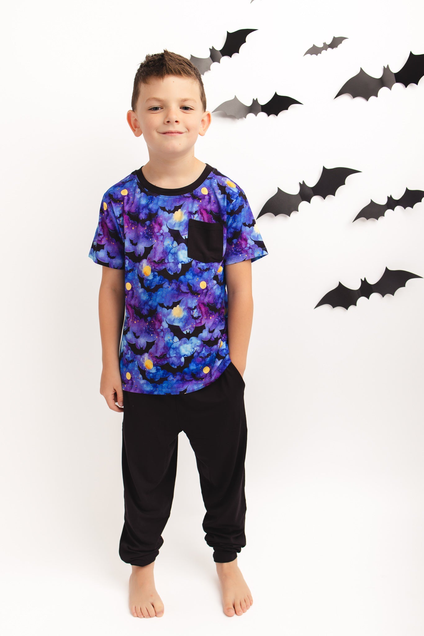 Halloween | Midnight Bats | Bamboo Toddler & Kids Pocket Tee & Jogger Pants Set