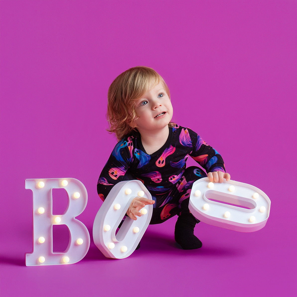 Halloween | Whirling Ghosts | Two-Piece Bamboo Long Sleeve Toddler & Kids Pajamas