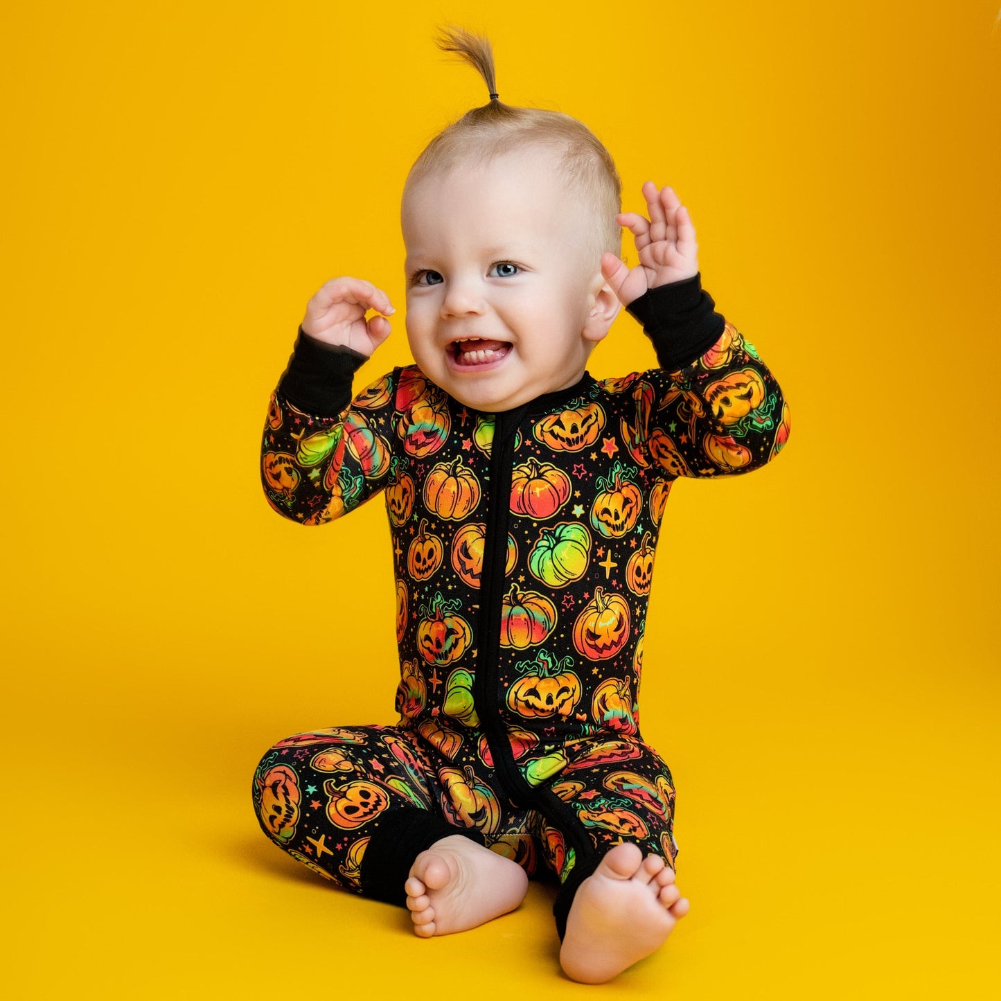 Halloween | Spooky Pumpkins | Convertible Bamboo Zipper Baby Pajamas