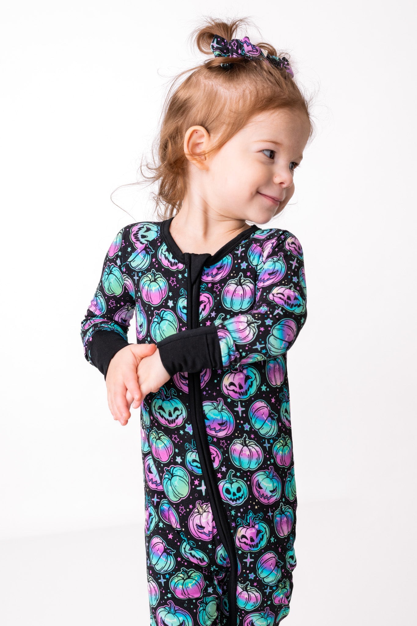 Halloween | Starlight Pumpkins | Convertible Bamboo Zipper Baby Pajamas