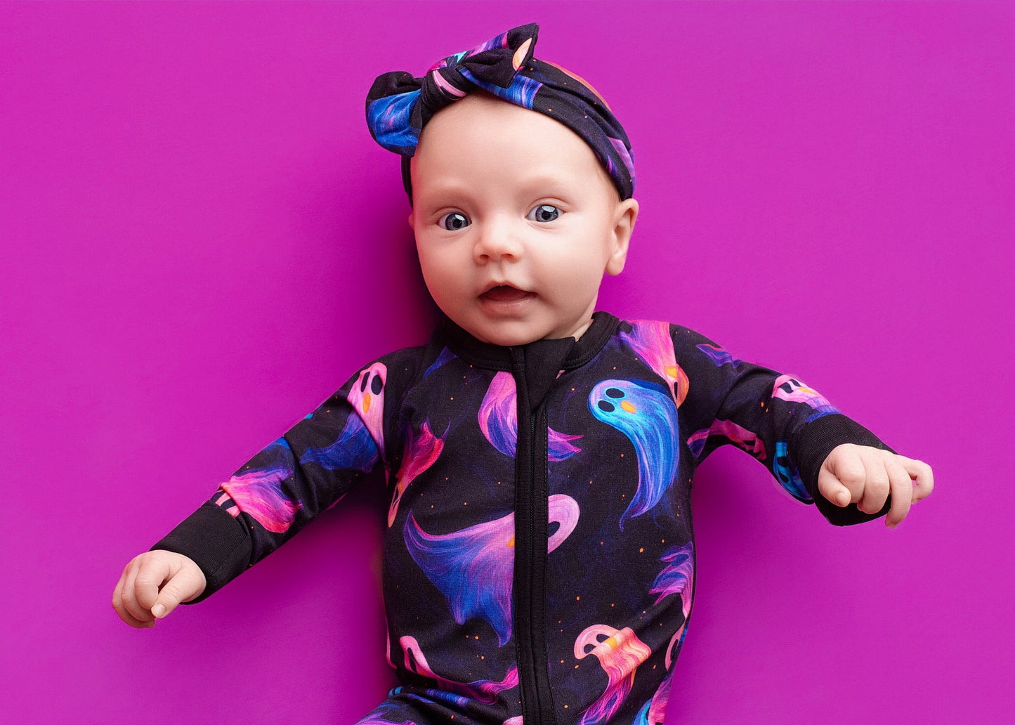 Halloween | Whirling Ghosts | Convertible Bamboo Zipper Baby Pajamas