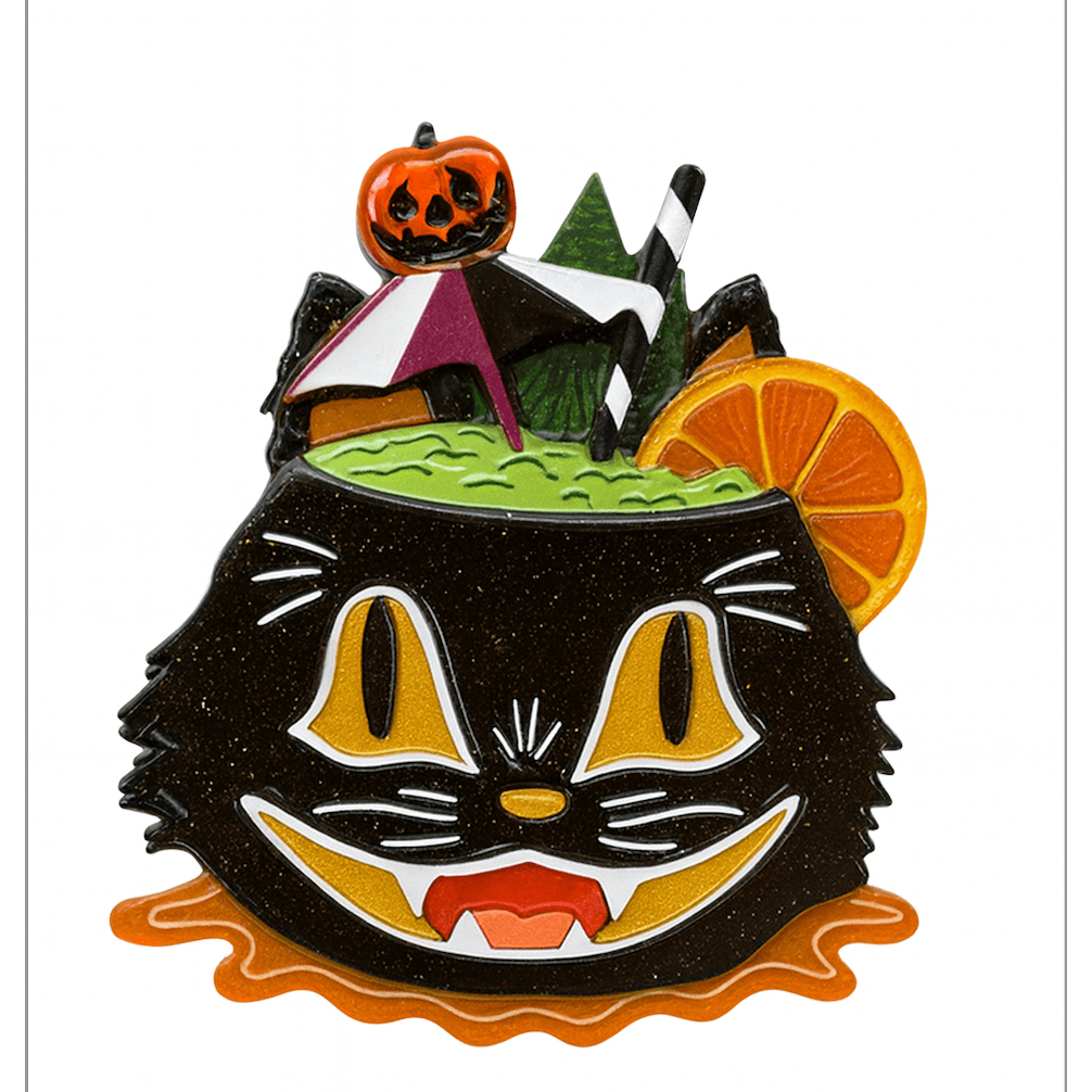 Black Magic Halloween Tiki Brooch by Carrie Hudson x Lipstick & Chrome