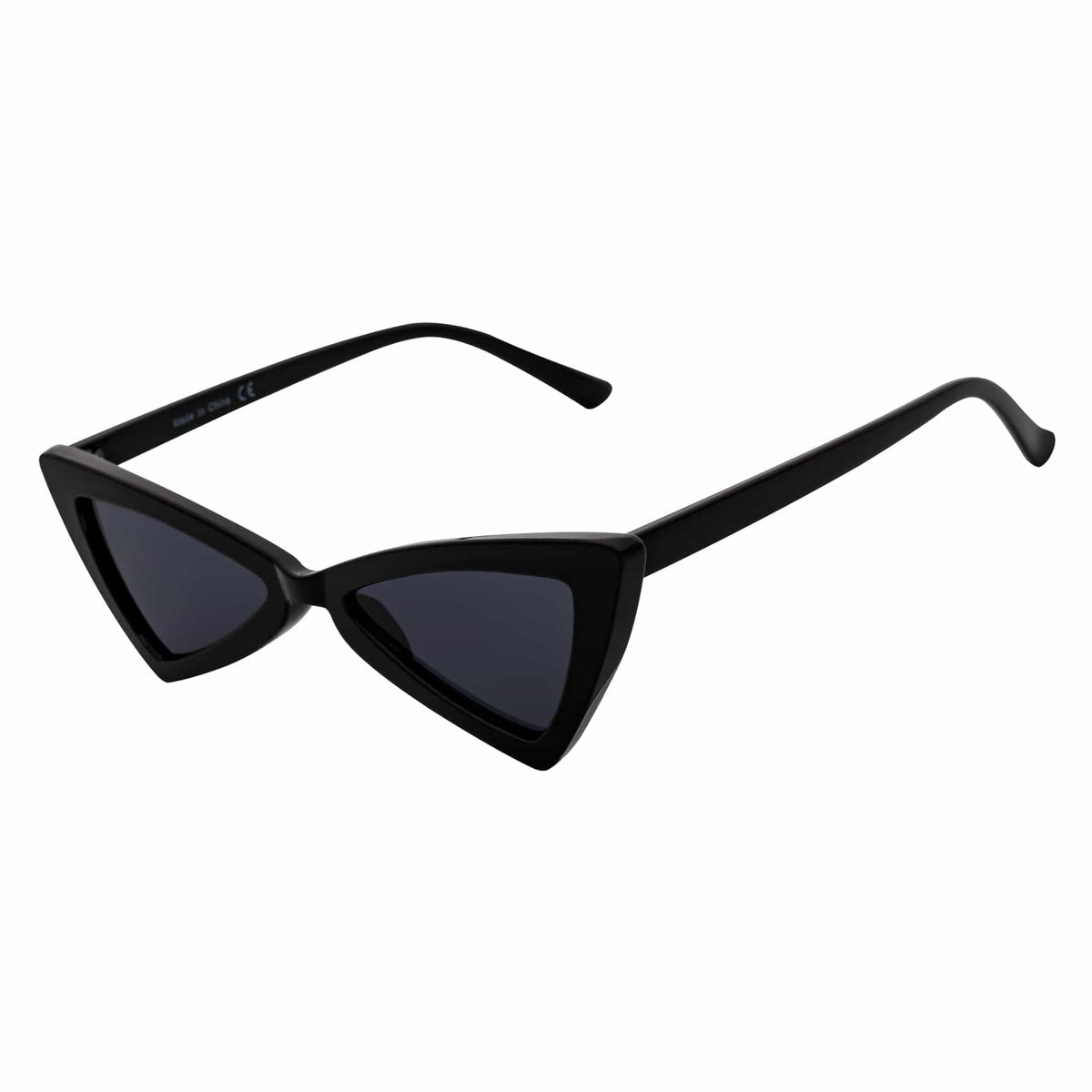 BOWTIE - Triangle Pointed Small Cat Eye Sunglasses Black Smoke