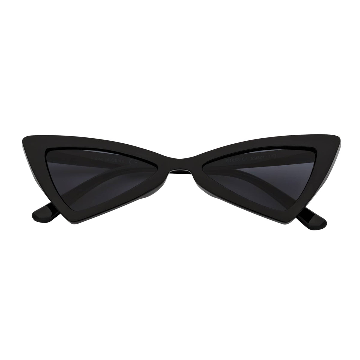 BOWTIE - Triangle Pointed Small Cat Eye Sunglasses Black Smoke