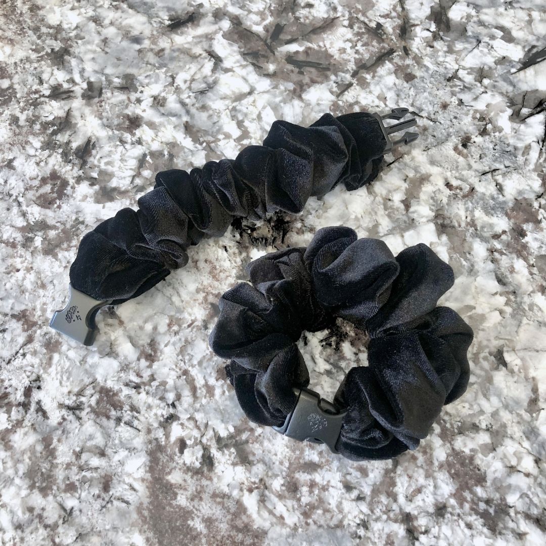 Black Velvet Buckle Scrunchie - No Snagging, No Tangles