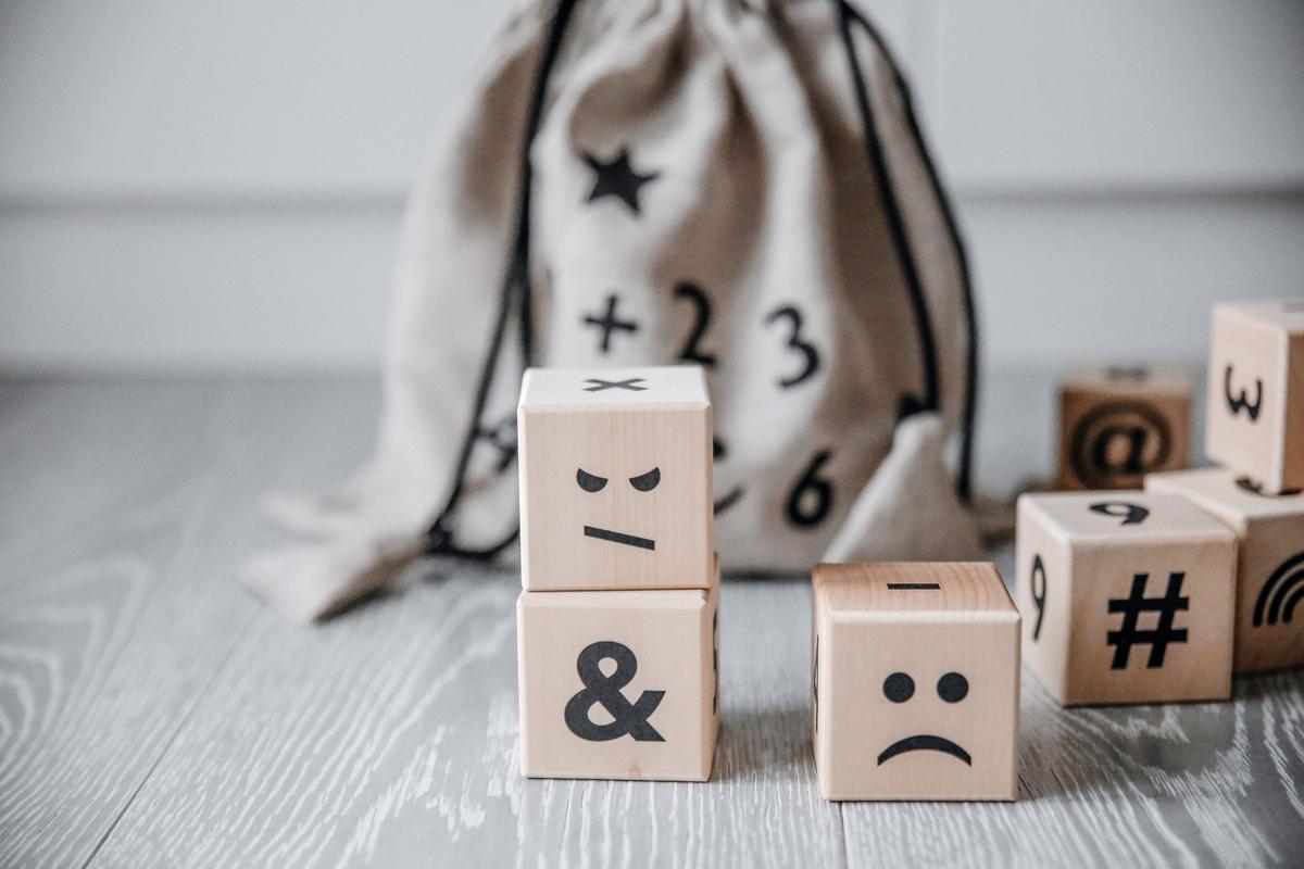 Wooden Math Blocks in Black - Wood