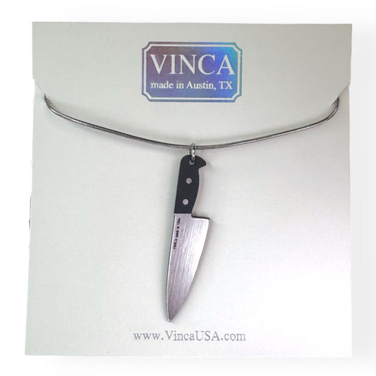 Last Chance! Chef's Knife Necklace in Silver/Black