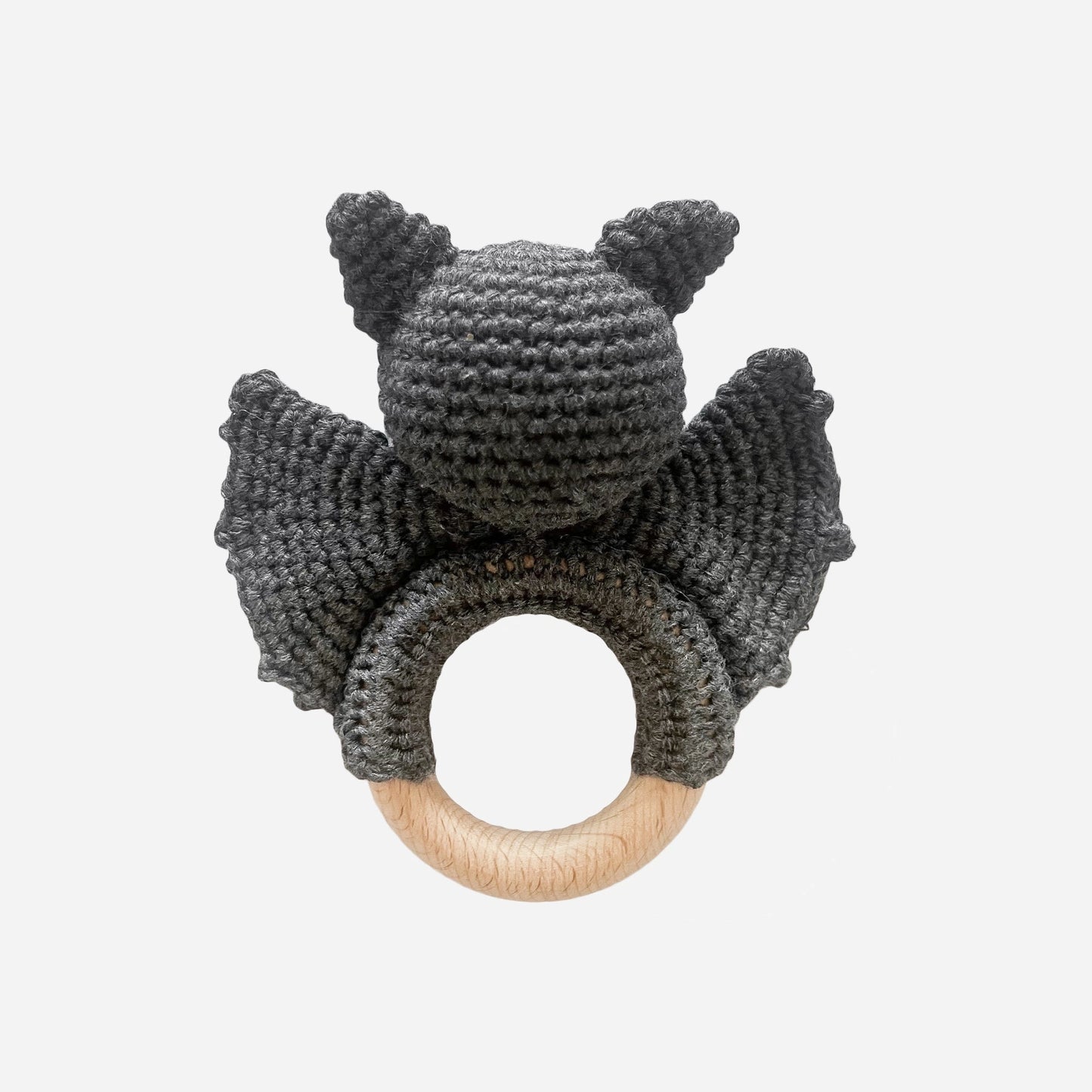 Gray Bat Crochet Rattle Teether