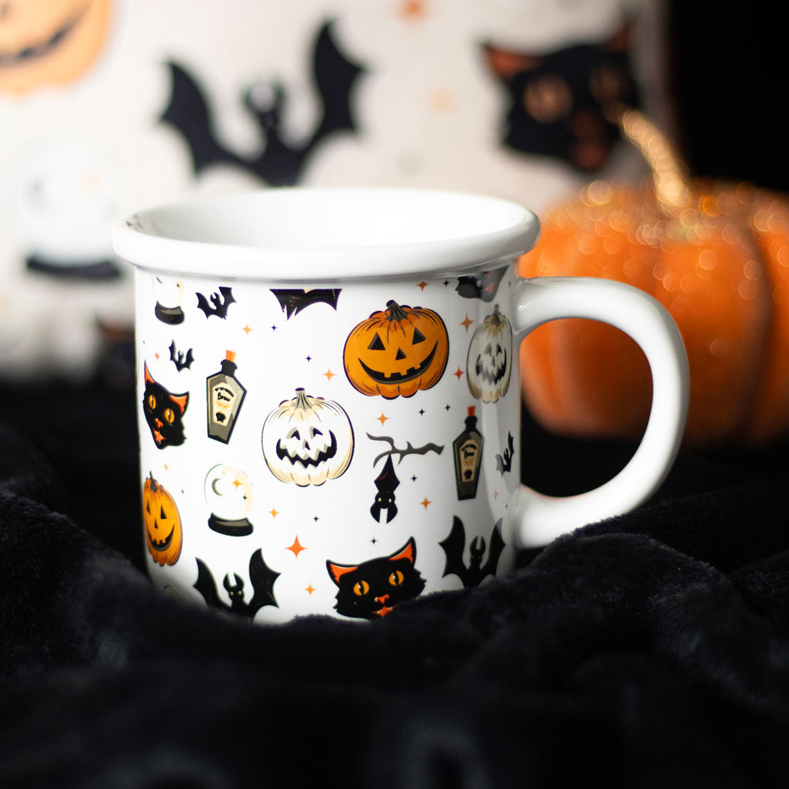 Black Cat and Pumpkin Mug