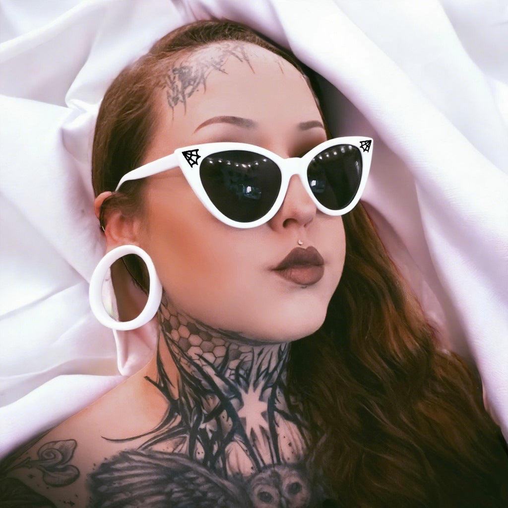 Women's All-match Gothic Style Spider Web Crystal Sticker Glasses