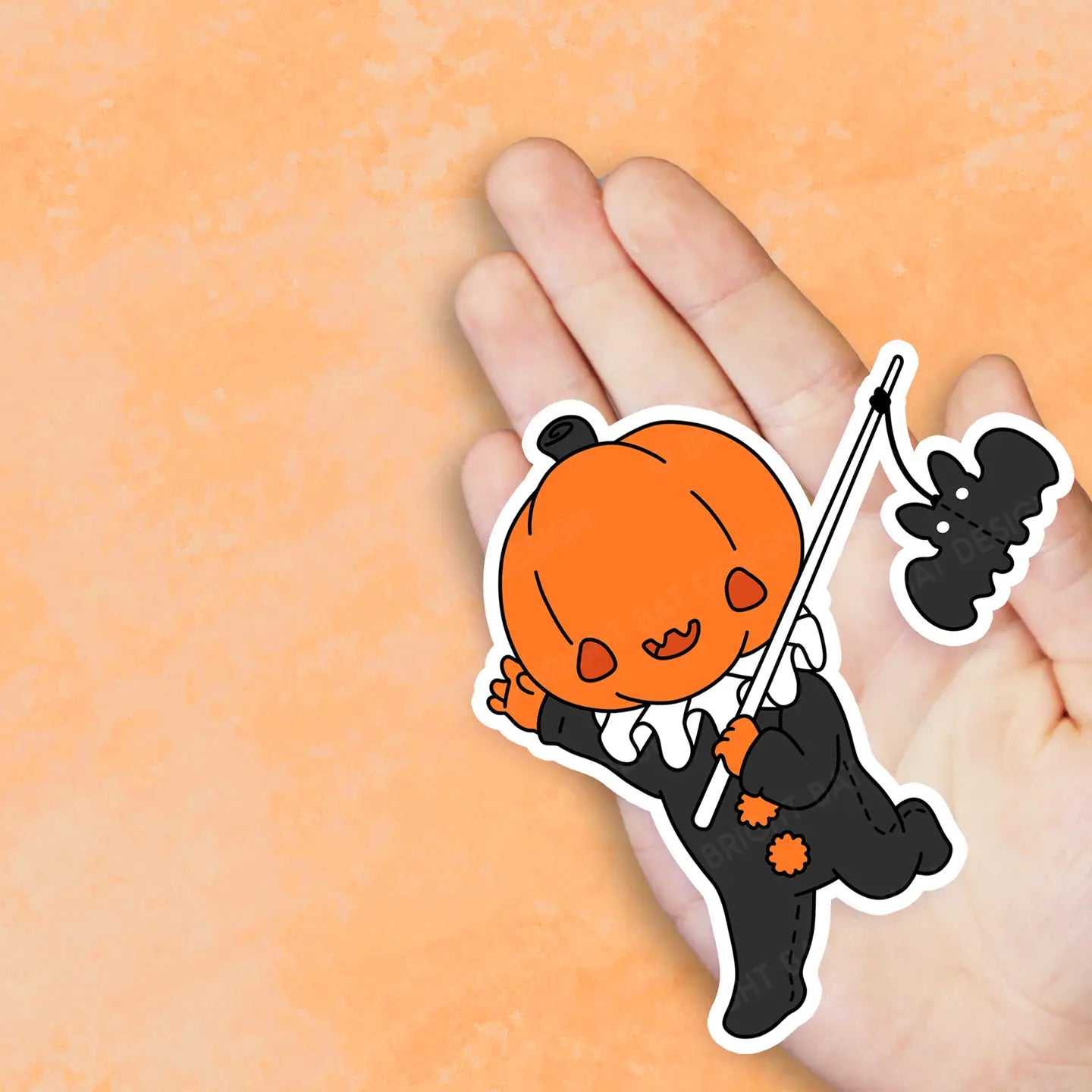 Vintage Halloween Pumpkin Boy Vinyl Sticker