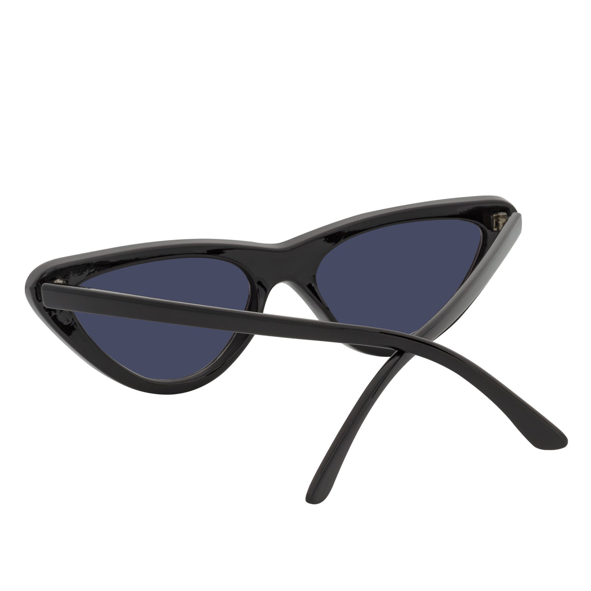 FELINE - Oval Small Cat Eye Sunglasses Black Smoke