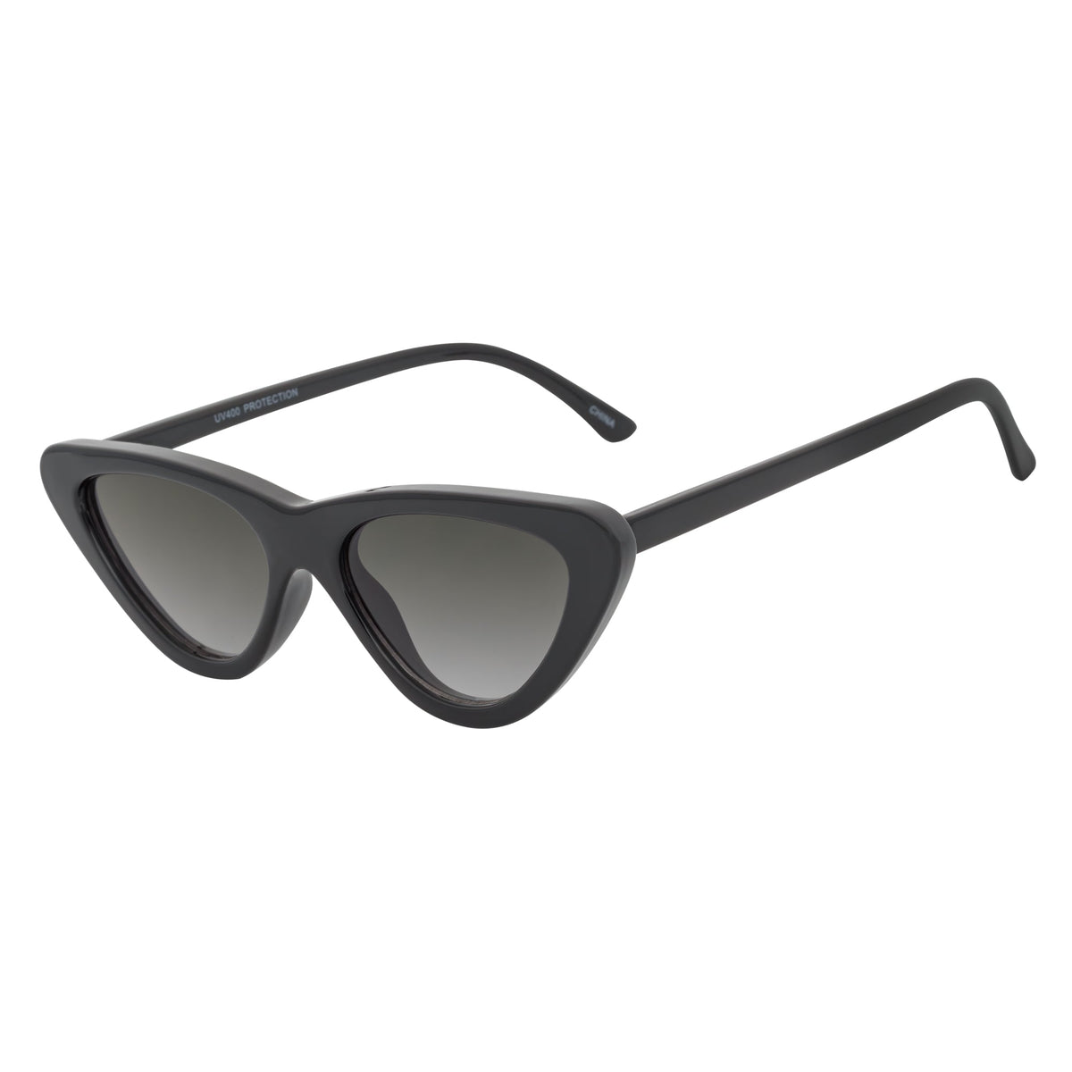 FELINE - Oval Small Cat Eye Sunglasses Black Smoke
